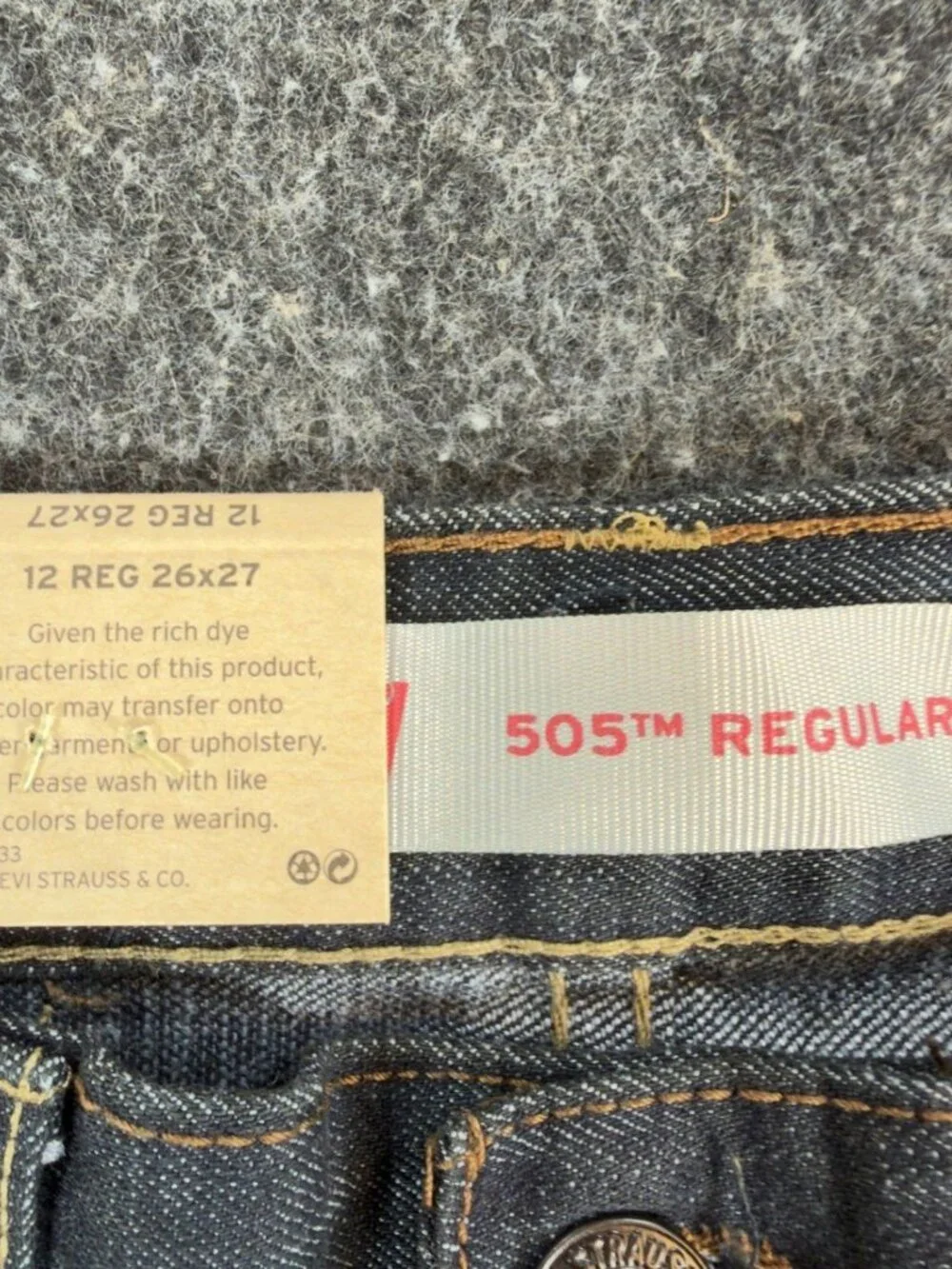 Levi's 505 Jeans Boys 12 Reg Dark Wash Cotton Blend Straight Adjustable NWT